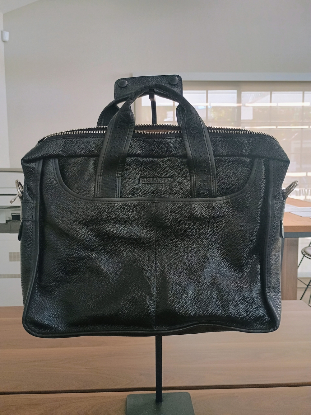 NWOT Bostanten Black Leather Laptop Bag -